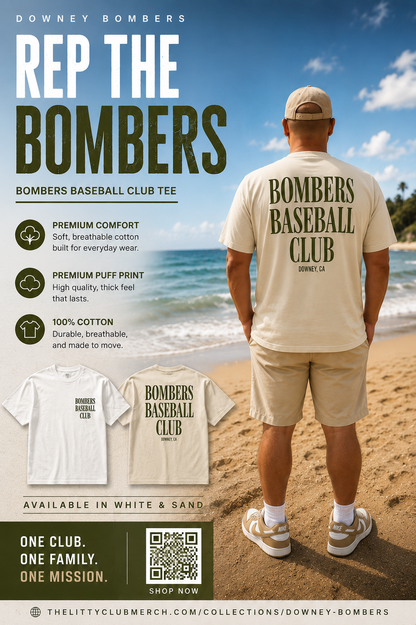 Bombers Baseball Club Puff Print Tee – Adult & Youth