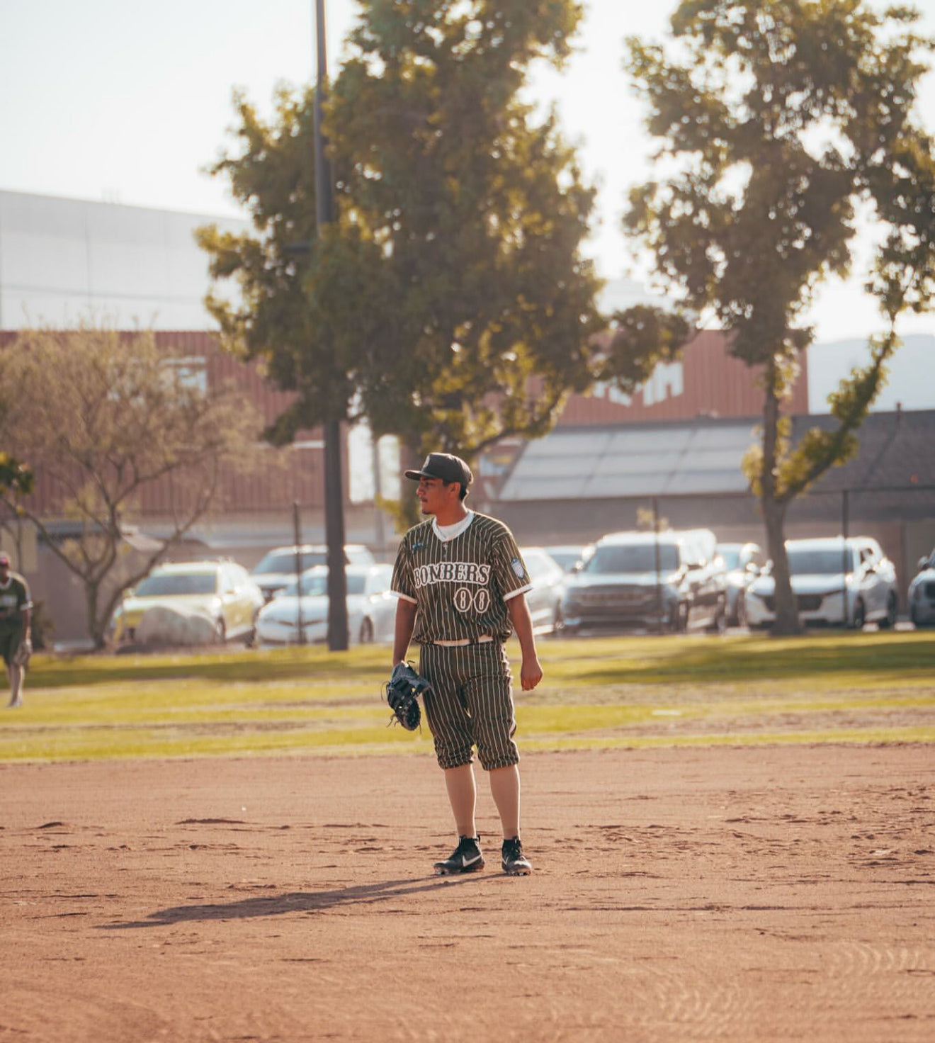 Downey Bombers Official On-Field Jersey – Green Pinstripe (Customizable)