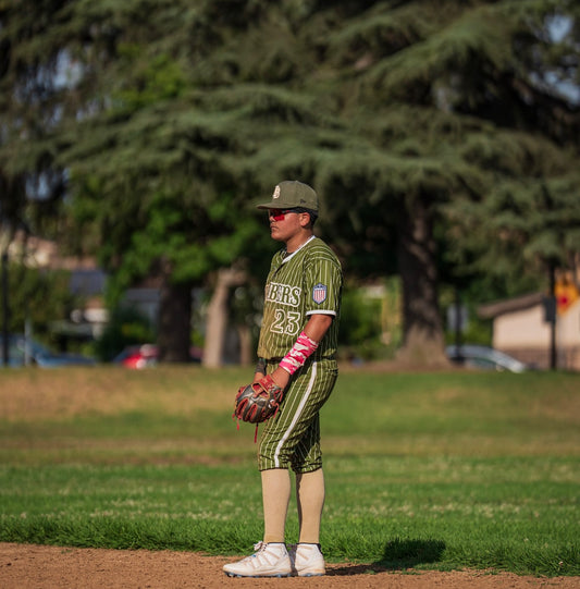 Downey Bombers Official On-Field Jersey – Green Pinstripe (Customizable)