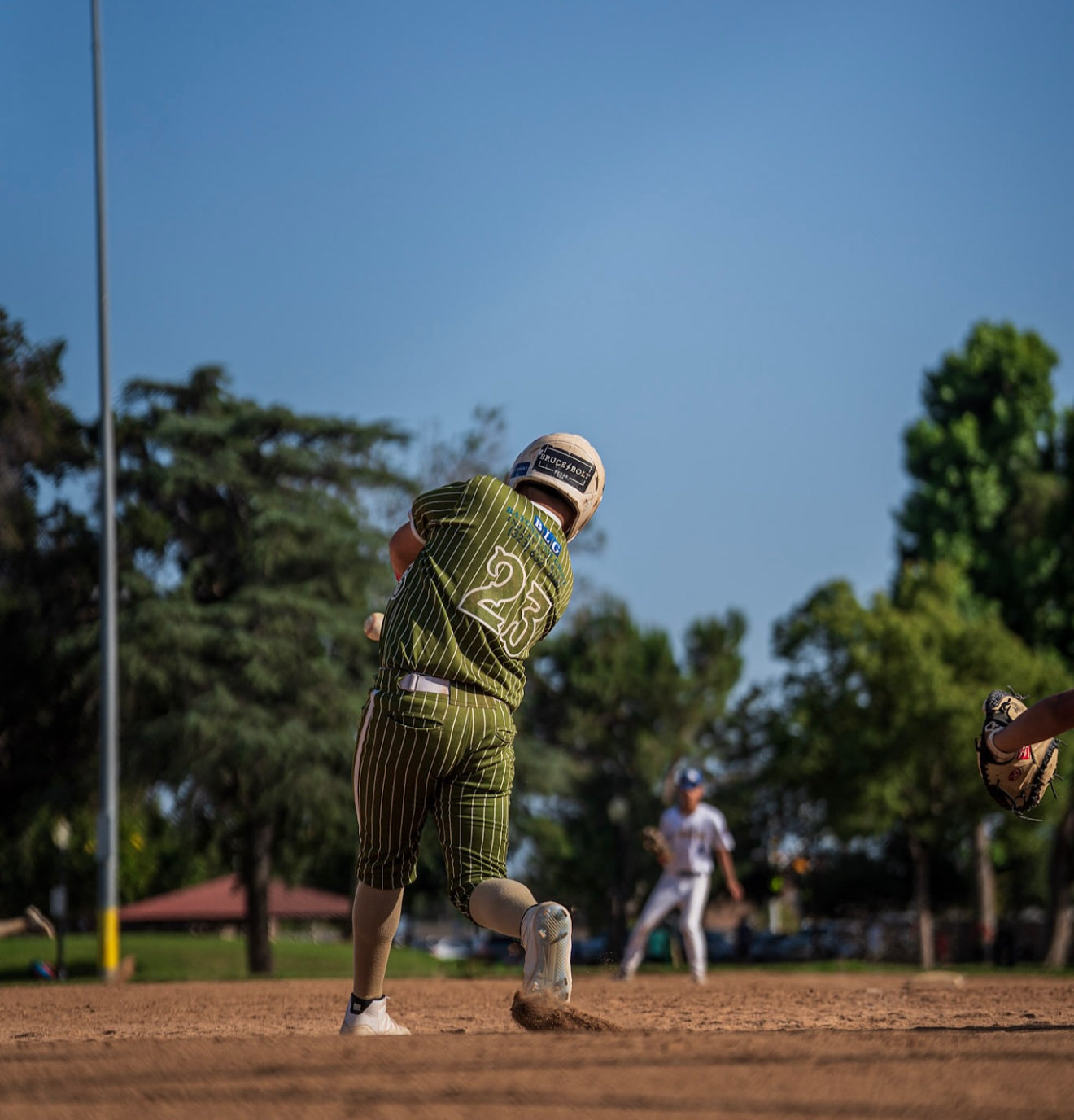 Downey Bombers Official On-Field Jersey – Green Pinstripe (Customizable)