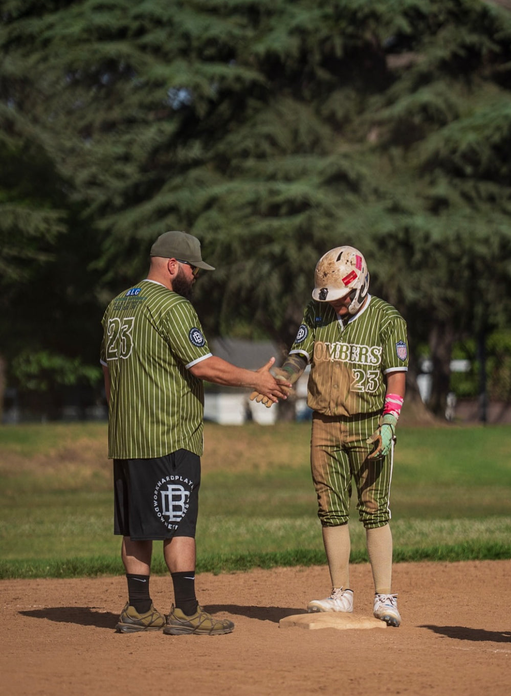 Downey Bombers Official On-Field Jersey – Green Pinstripe (Customizable)