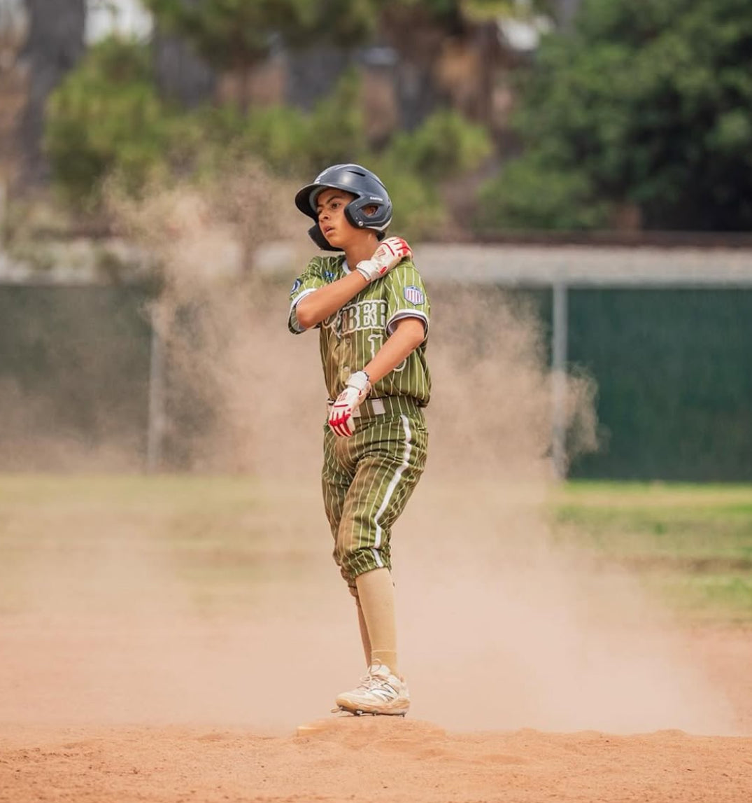 Downey Bombers Official On-Field Jersey – Green Pinstripe (Customizable)