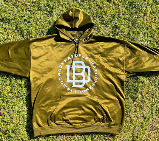 Downey Bombers “Work Hard Play Hard” Hoodie – Olive Green